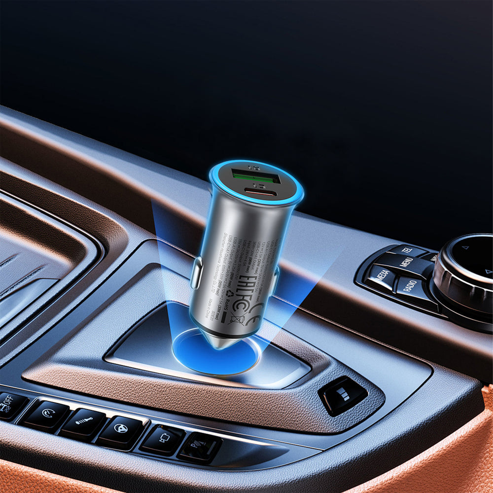 Acefast B16 95W USB-A + USB-C Car Charger - Gray_4