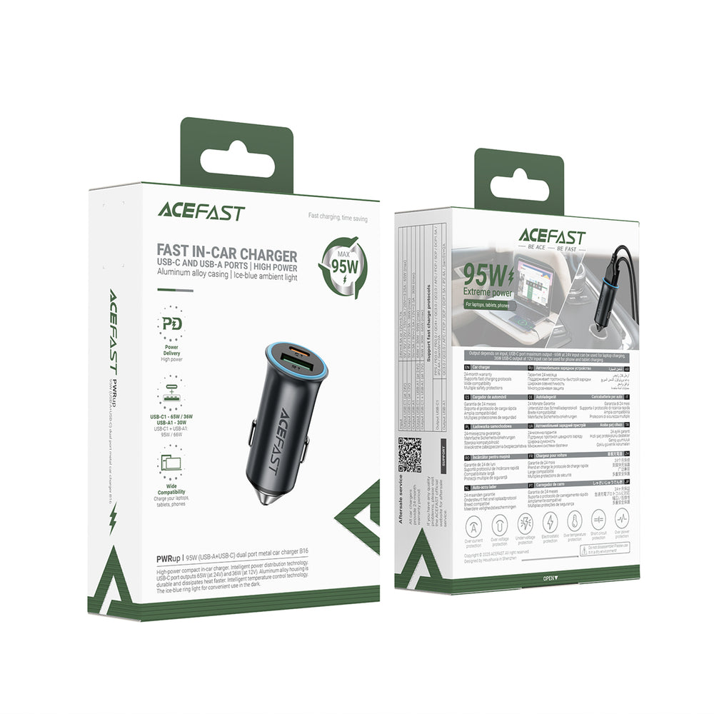 Acefast B16 95W USB-A + USB-C Car Charger - Gray_6