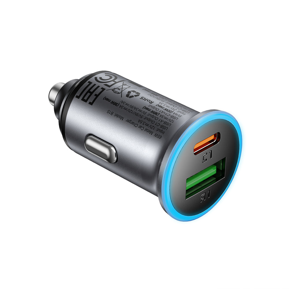Car Charger Acefast B15, 65W, 3.25A, 1 X USB-A - 1 x USB-C, Grey_1