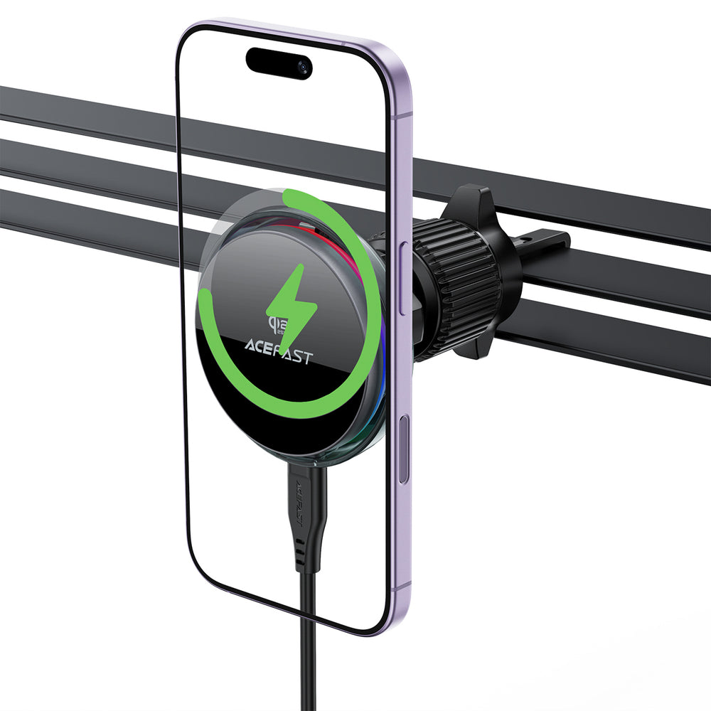 Acefast D61 Magnetic Car Air Vent Holder with Qi2 25W Wireless Charging - Gray_4