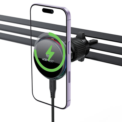 Acefast D61 Magnetic Car Air Vent Holder with Qi2 25W Wireless Charging - Gray_4