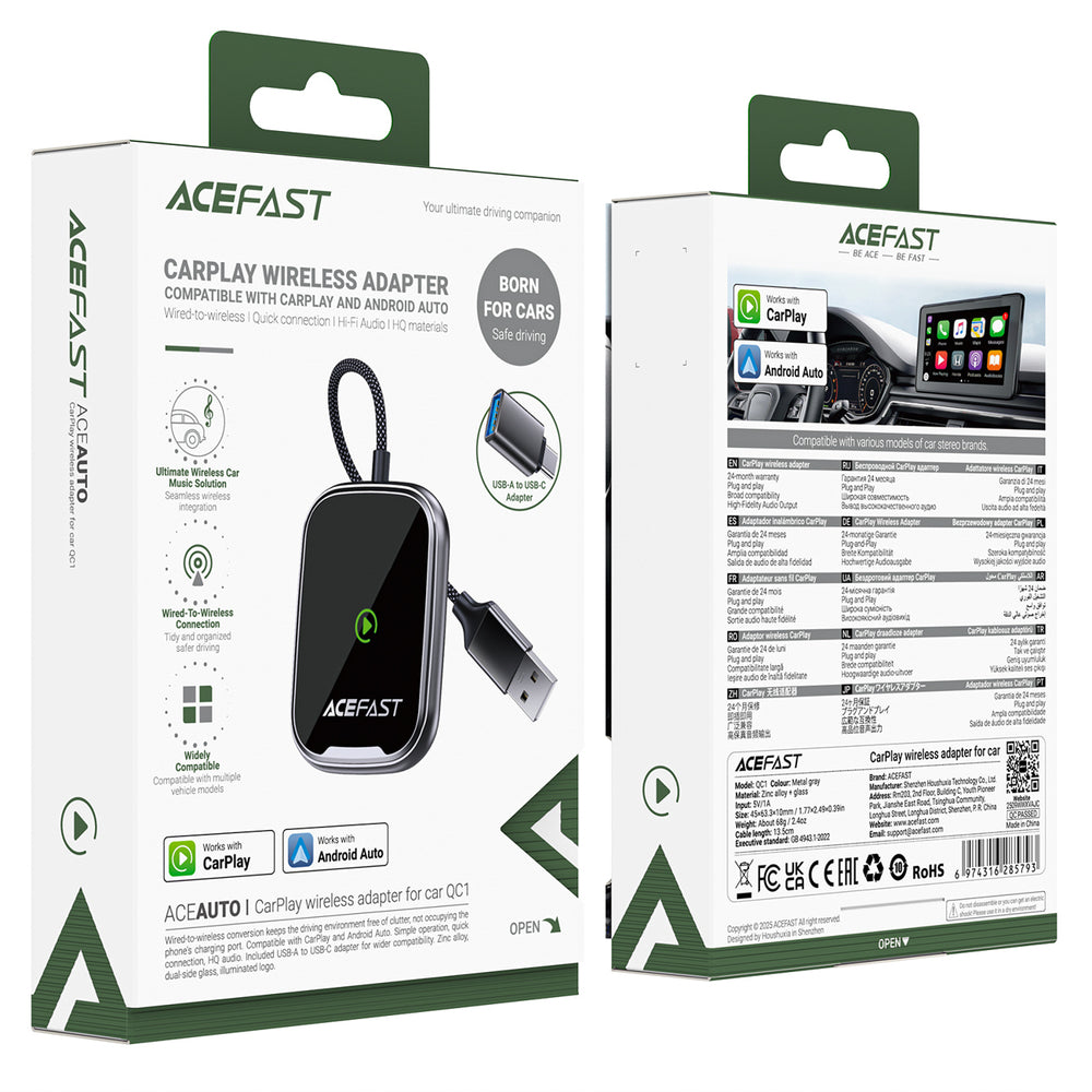 Acefast QC1 Wireless Car Adapter - Gray_3