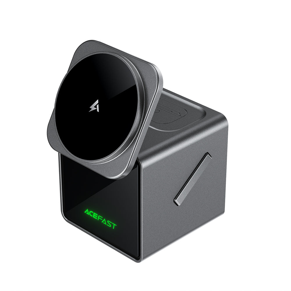 Acefast E34 22.5W 3-in-1 inductive charger with built-in cable for smartphone and smartwatch - gray_0
