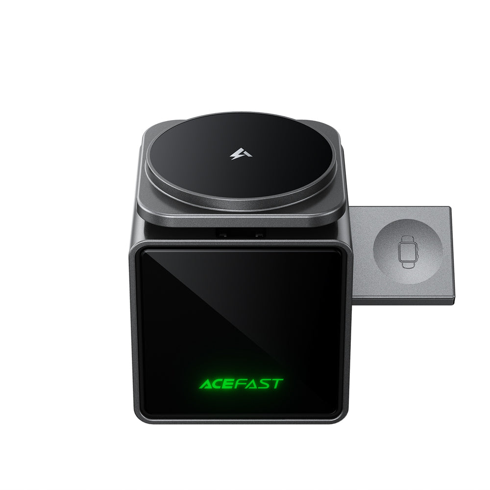 Acefast E34 22.5W 3-in-1 inductive charger with built-in cable for smartphone and smartwatch - gray_1