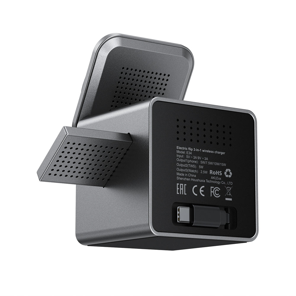 Acefast E34 22.5W 3-in-1 inductive charger with built-in cable for smartphone and smartwatch - gray_3