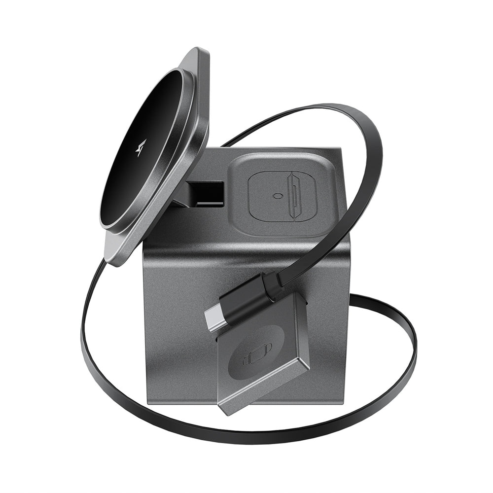 Acefast E34 22.5W 3-in-1 inductive charger with built-in cable for smartphone and smartwatch - gray_4
