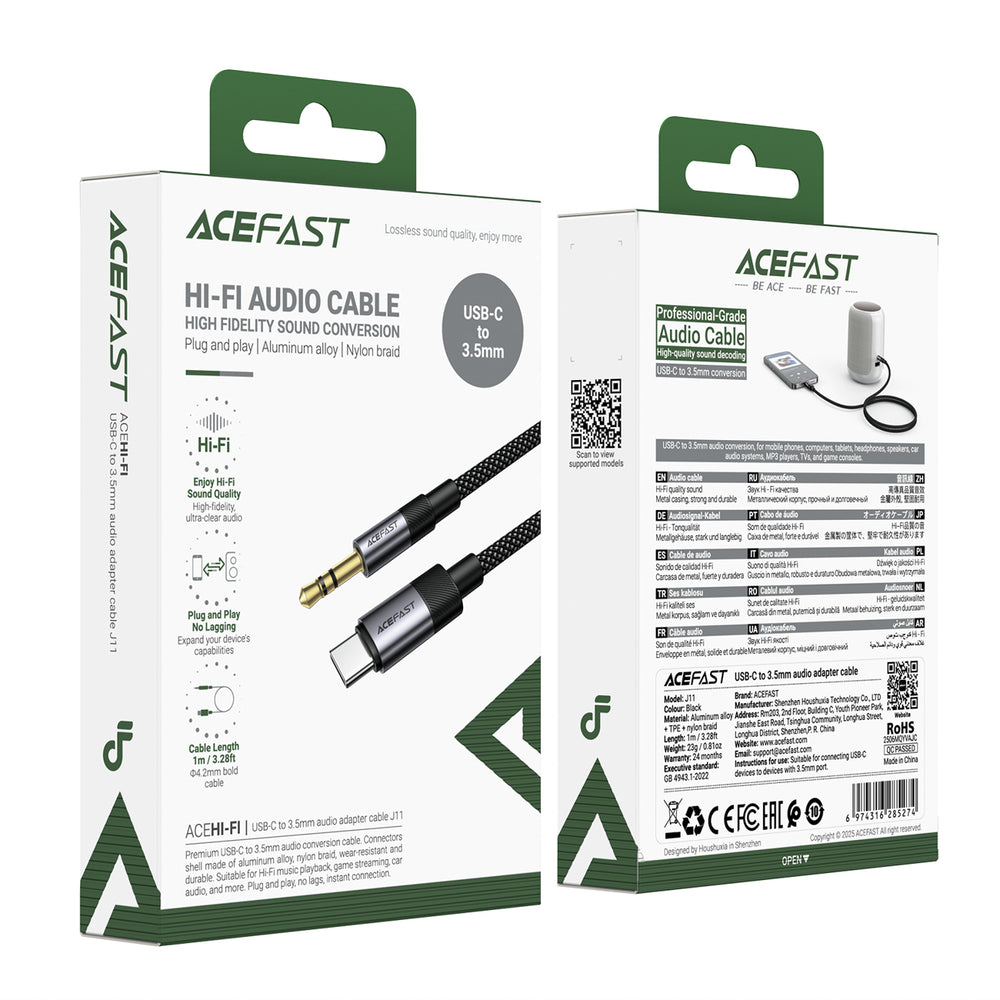 USB-C to 3.5mm Audio Cable Acefast J11, 1m, Black_4