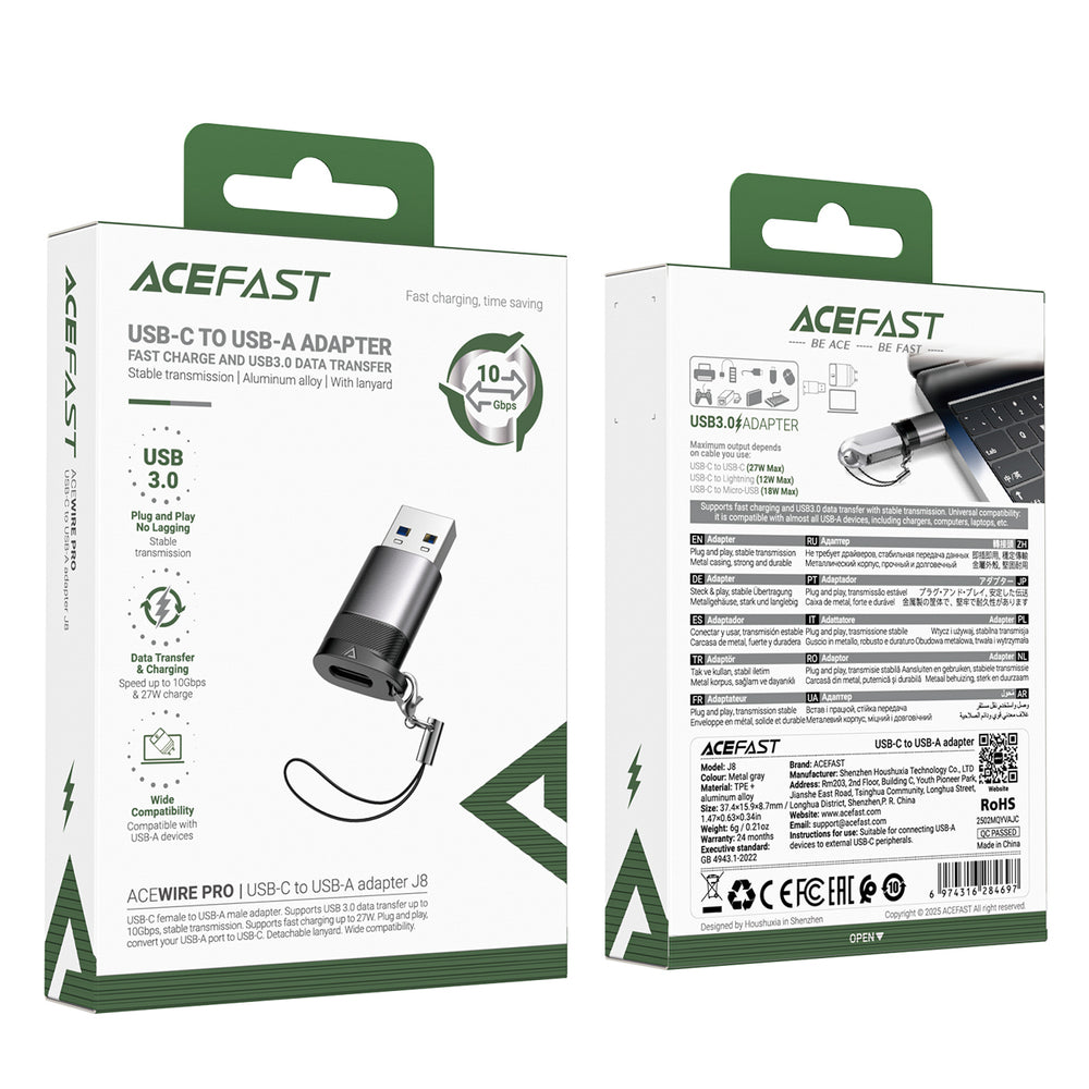 USB-C to USB-A Adapter Acefast J8, Grey_6