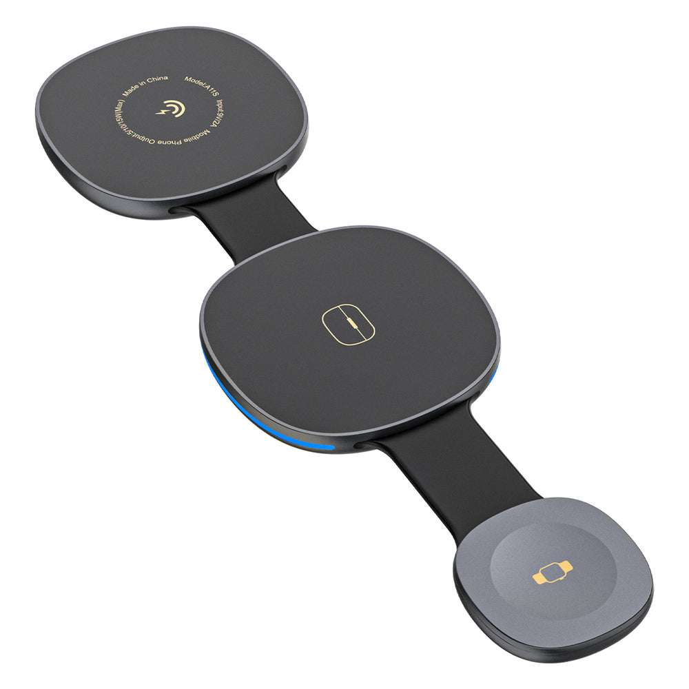 Dudao A11S 3-in-1 Wireless Charger Compatible with MagSafe Smartphone Smartwatch Headphones - Black_0