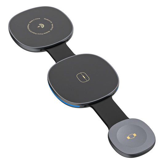 Dudao A11S 3-in-1 Wireless Charger Compatible with MagSafe Smartphone Smartwatch Headphones - Black_0