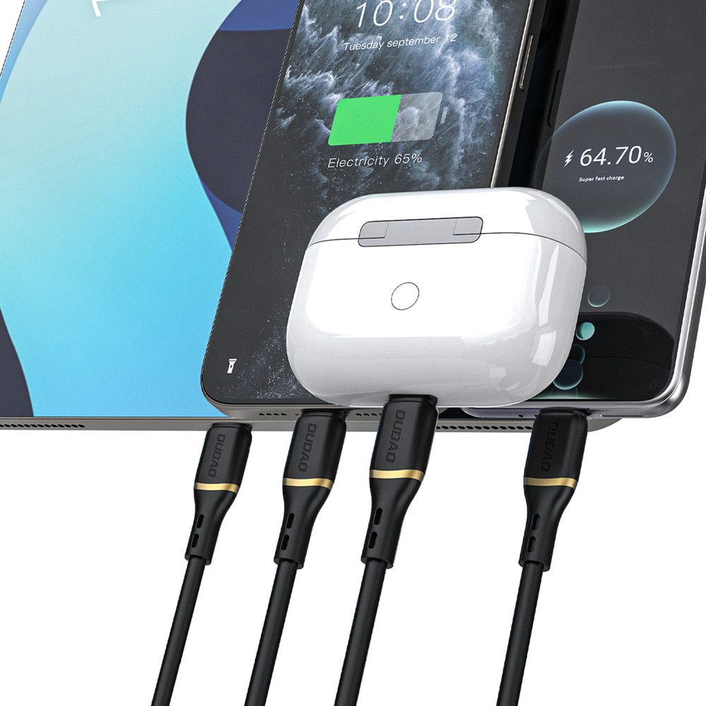 Dudao L25L 30W USB-A - Lightning Cable with Soft Silicone Braid Lightning 1m - Black_1