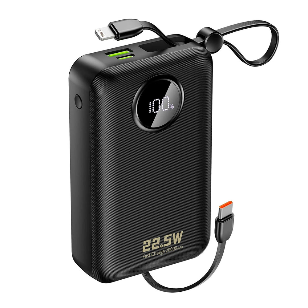 Dudao K14+ Powerbank 20000mAh 22.5W USB-C / USB-A / Built-in Lightning and USB-C Cables - Black_0