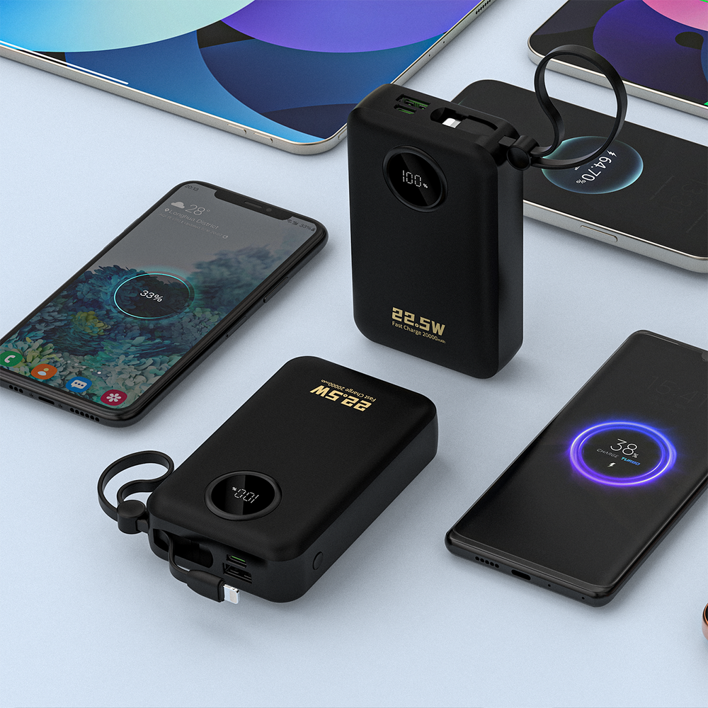 Dudao K14+ Powerbank 20000mAh 22.5W USB-C / USB-A / Built-in Lightning and USB-C Cables - Black_11