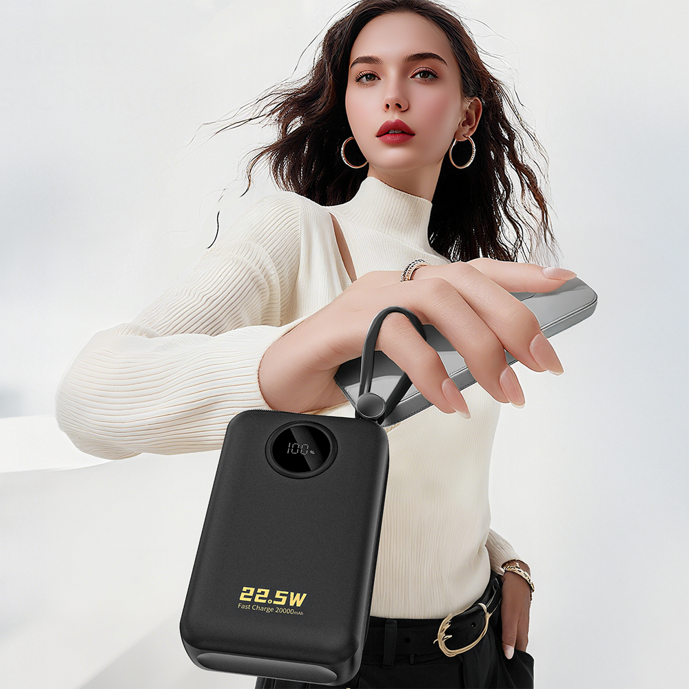Dudao K14+ Powerbank 20000mAh 22.5W USB-C / USB-A / Built-in Lightning and USB-C Cables - Black_6