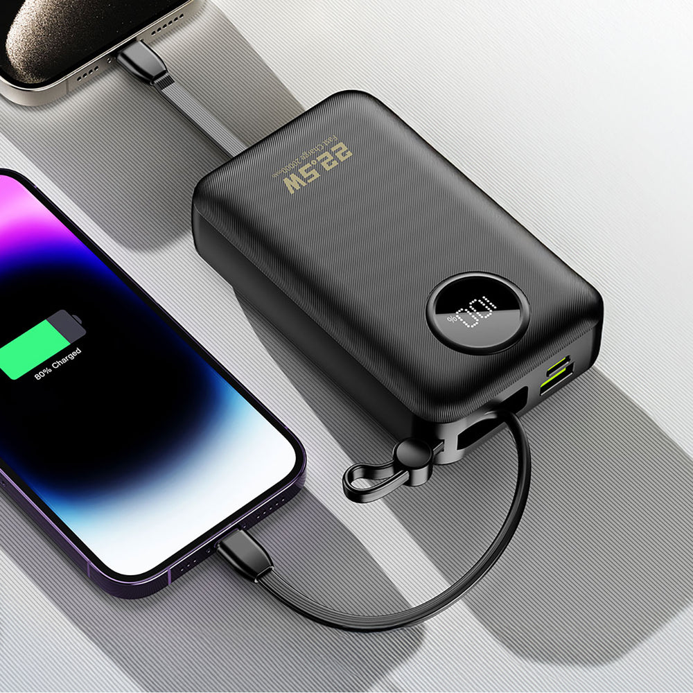 Dudao K14+ Powerbank 20000mAh 22.5W USB-C / USB-A / Built-in Lightning and USB-C Cables - Black_8