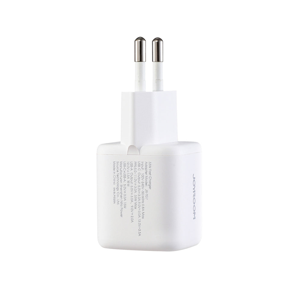 Joyroom JR-TG7 33W USB-A + USB-C Wall Charger with 60W USB-C to USB-C 1m Cable - White_3