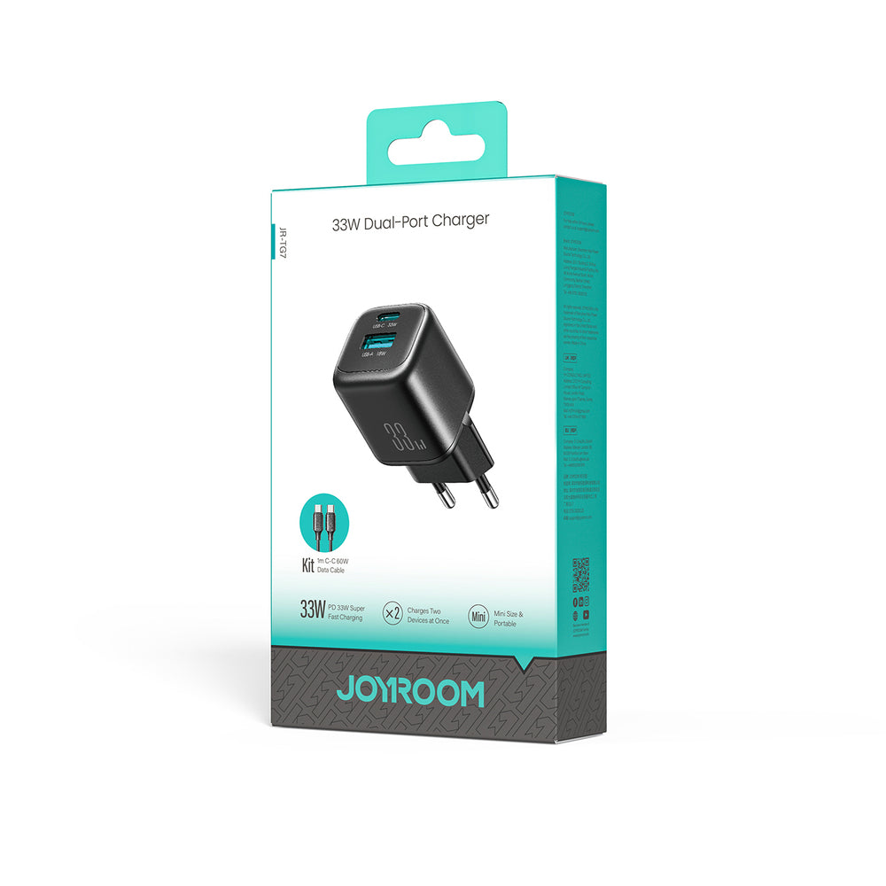 Joyroom JR-TG7 33W USB-A + USB-C Wall Charger with 60W USB-C to USB-C 1m Cable - Black_7