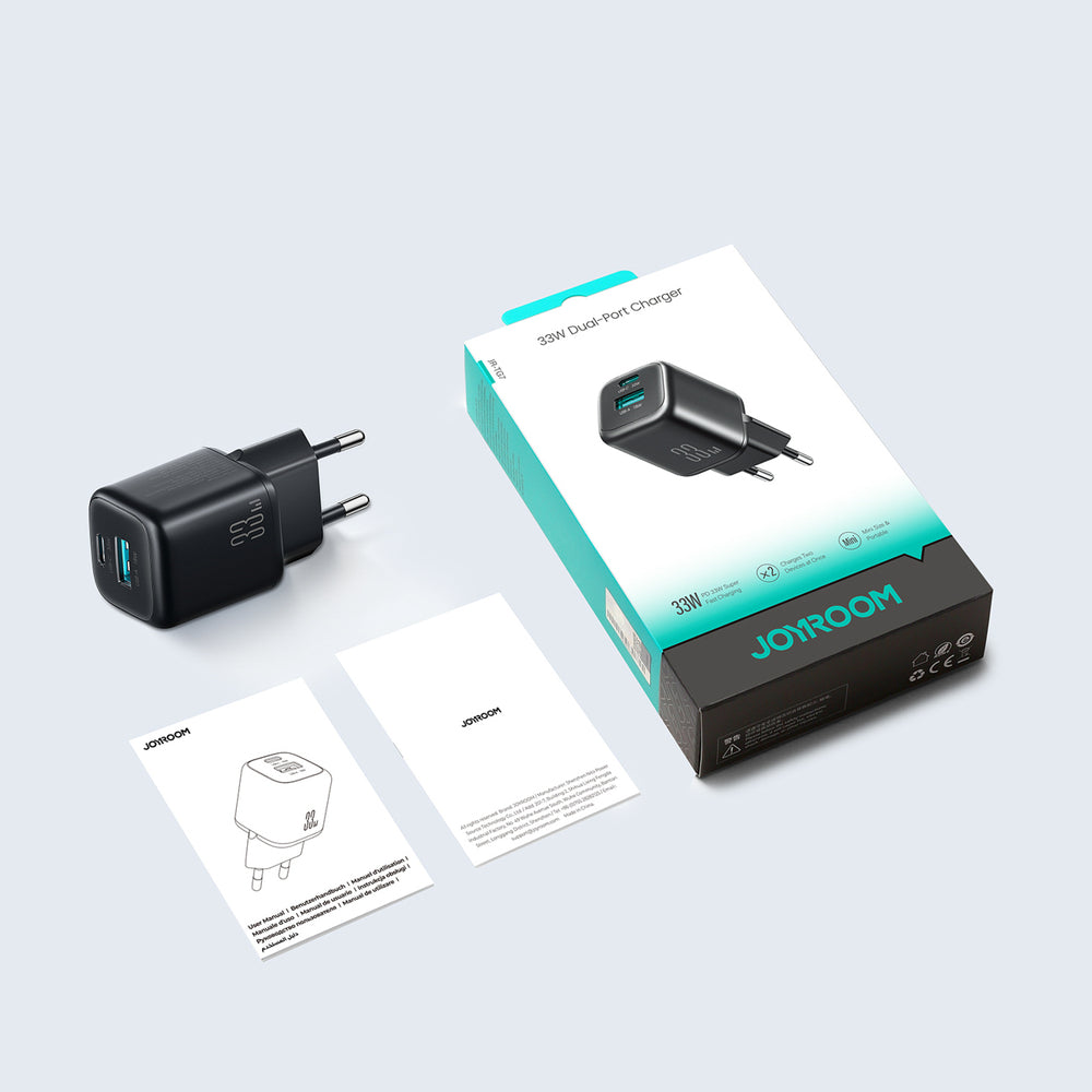 Joyroom JR-TG7 33W USB-A + USB-C Wall Charger with 60W USB-C to USB-C 1m Cable - Black_8