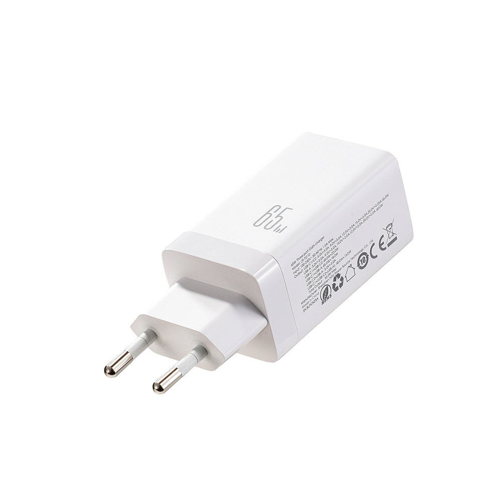 Joyroom JR-TG10 65W GaN 2x USB-C + USB-A wall charger with 65W USB-C - USB-C 1.2m cable - white_1