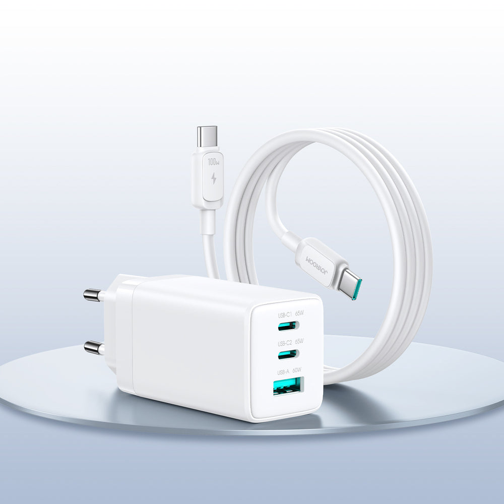 Joyroom JR-TG10 65W GaN 2x USB-C + USB-A wall charger with 65W USB-C - USB-C 1.2m cable - white_7
