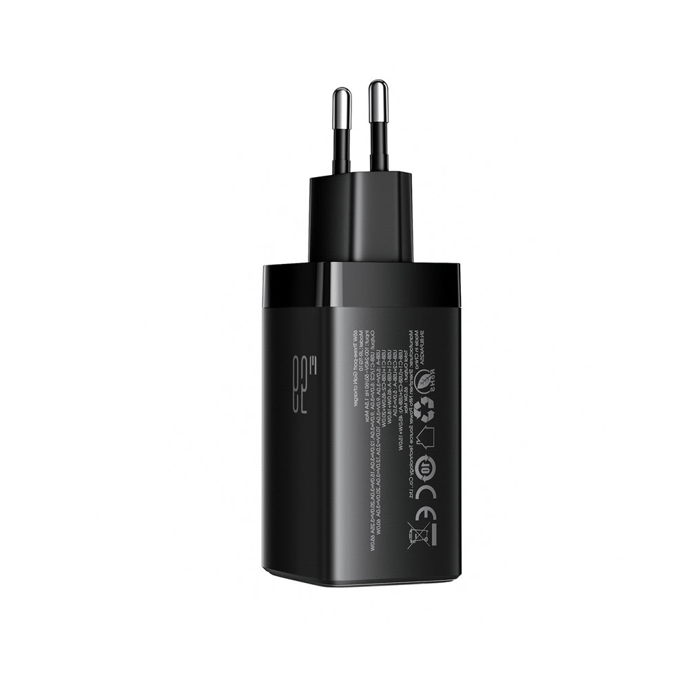 Wall Charger Joyroom JR-TG10, 65W, 3.25A, 1 x USB-A - 2 x USB-C, with USB-C Cable, Black _4