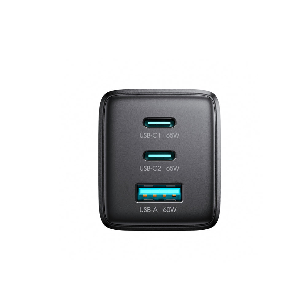 Wall Charger Joyroom JR-TG10, 65W, 3.25A, 1 x USB-A - 2 x USB-C, with USB-C Cable, Black _5
