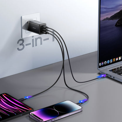 Wall Charger Joyroom JR-TG10, 65W, 3.25A, 1 x USB-A - 2 x USB-C, with USB-C Cable, Black _8