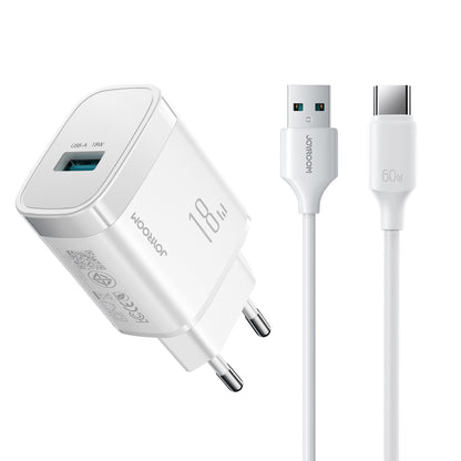 Wall Charger Joyroom JR-TF4, 18W, 3A, 1 x USB-A, with USB-C Cable, White _0