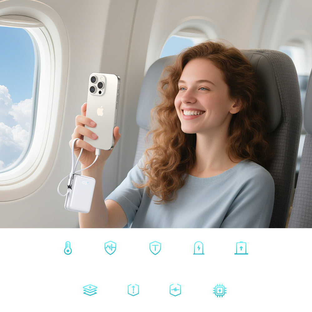 Joyroom JR-PBF27 Pro 10000mAh 30W Power Bank with Built-in USB-C Cable and Additional Bidirectional USB-C to Lightning Cable - White_9