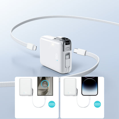 Joyroom JR-PBF27 Pro 10000mAh 30W Power Bank with Built-in USB-C Cable and Additional Bidirectional USB-C to Lightning Cable - White_2
