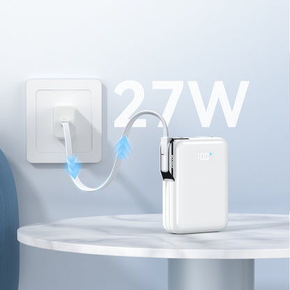 Joyroom JR-PBF27 Pro 10000mAh 30W Power Bank with Built-in USB-C Cable and Additional Bidirectional USB-C to Lightning Cable - White_6