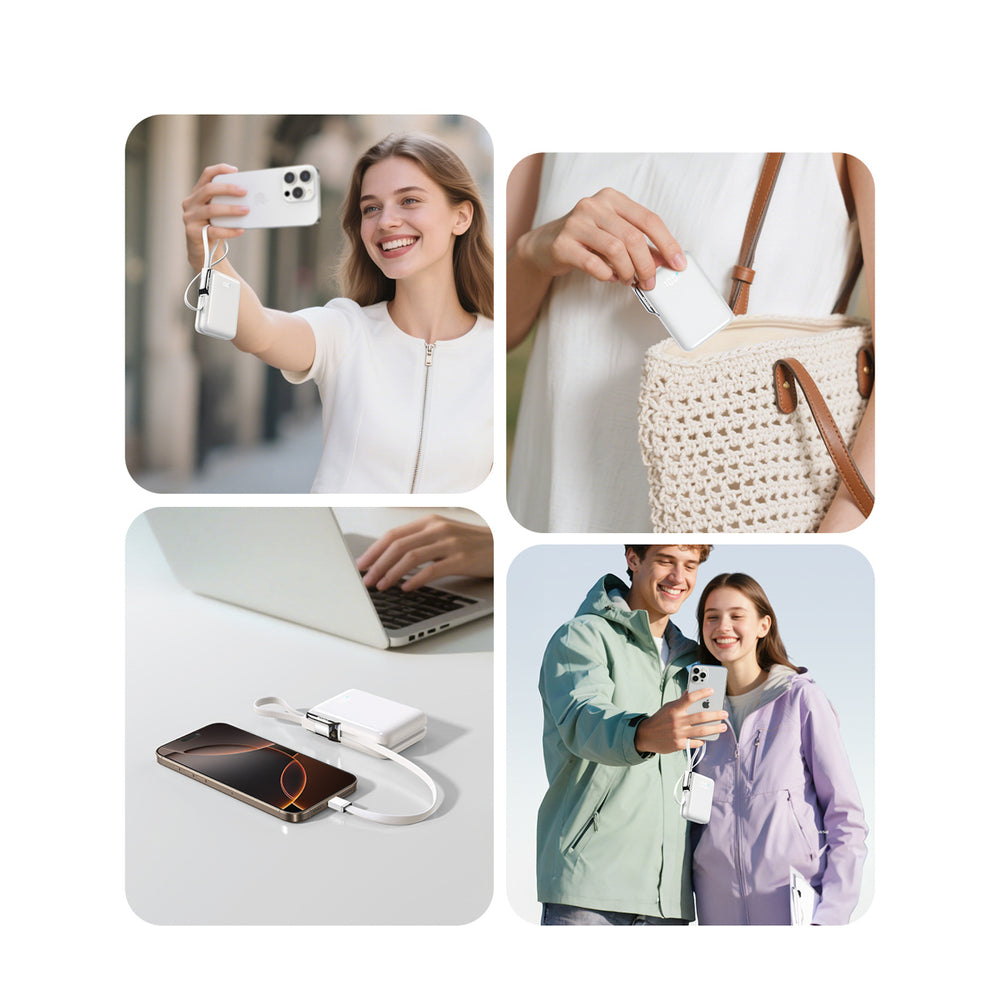 Joyroom JR-PBF27 Pro 10000mAh 30W Power Bank with Built-in USB-C Cable and Additional Bidirectional USB-C to Lightning Cable - White_8