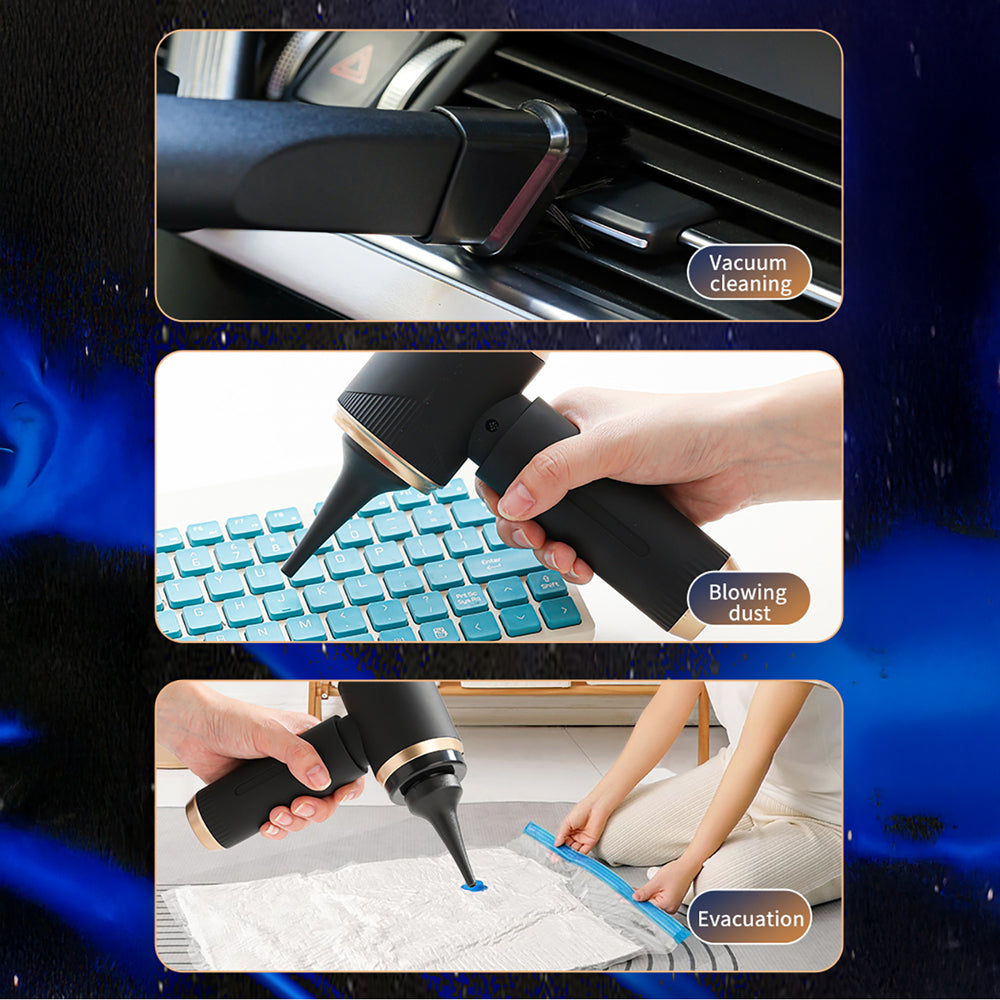 Mini Foldable Handheld Car Vacuum Cleaner with Blower Function - Black_2