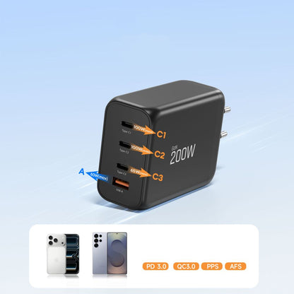 Tech-Protect NC200W-GaN 4-Port 200W Wall Charger - Black_5