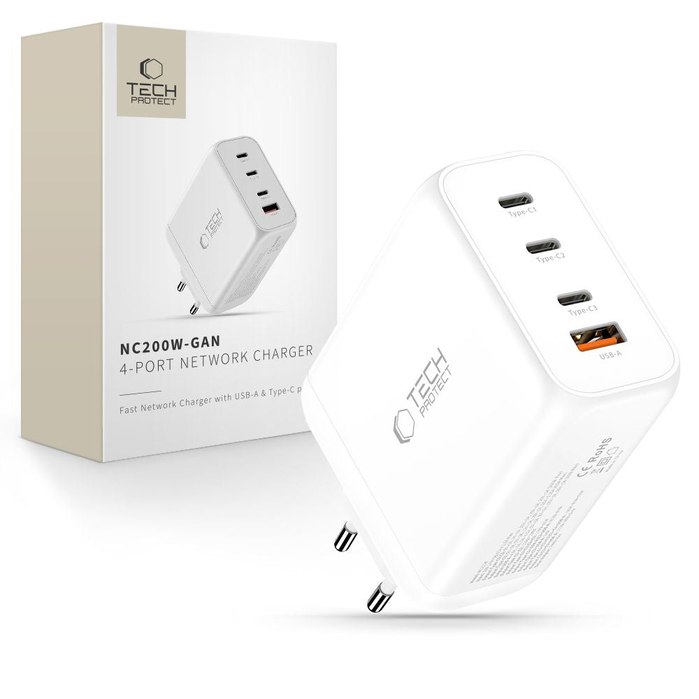 Tech-Protect NC200W-GaN 4-Port 200W Wall Charger - White_0