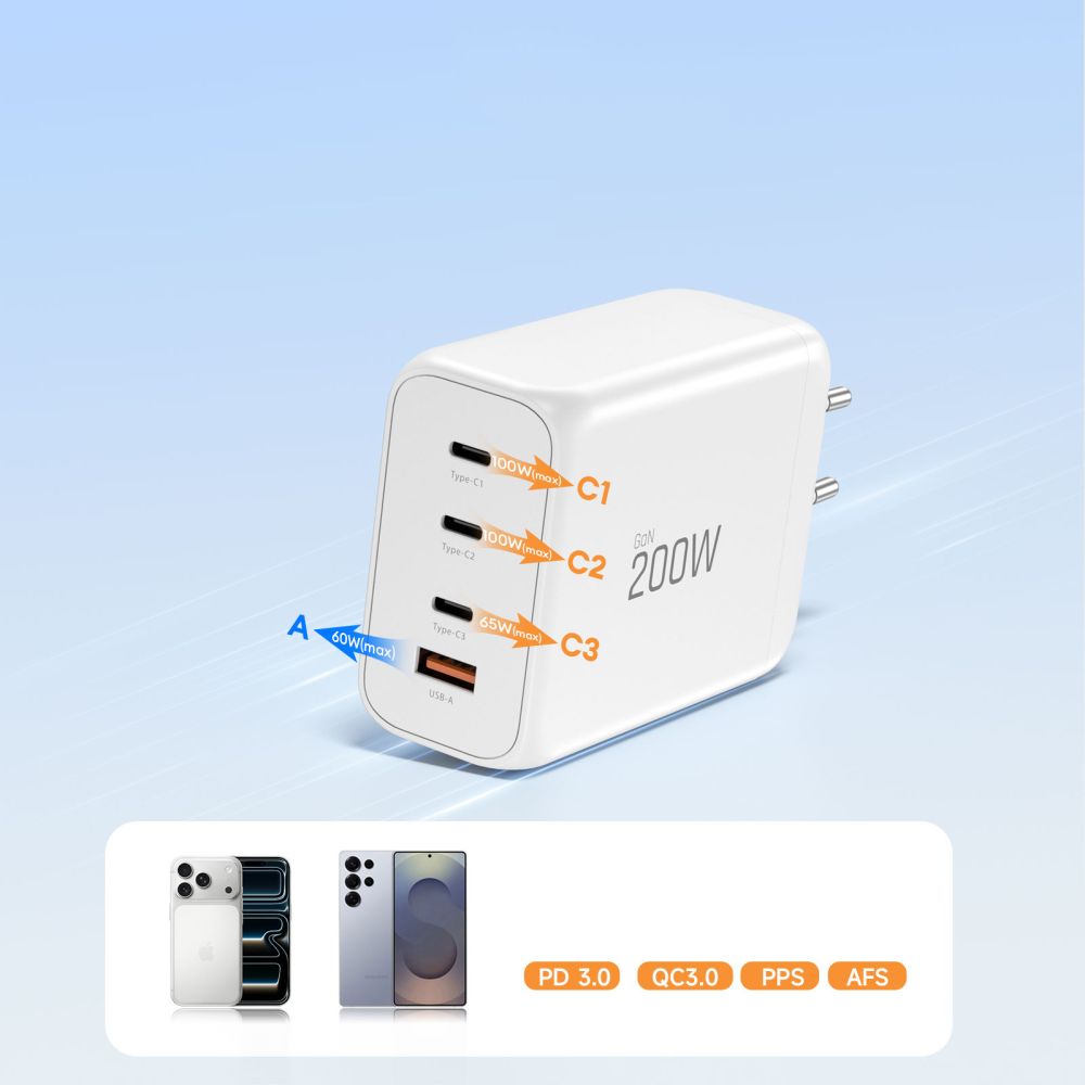 Tech-Protect NC200W-GaN 4-Port 200W Wall Charger - White_5