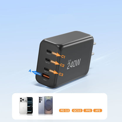 Tech-Protect NC240W-GaN 4-Port 240W Wall Charger - Black_5