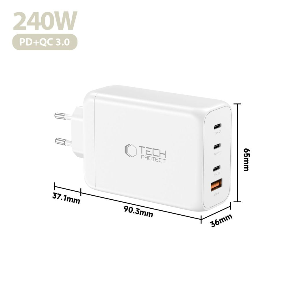 Tech-Protect NC240W-GaN 4-Port 240W Wall Charger - White_4