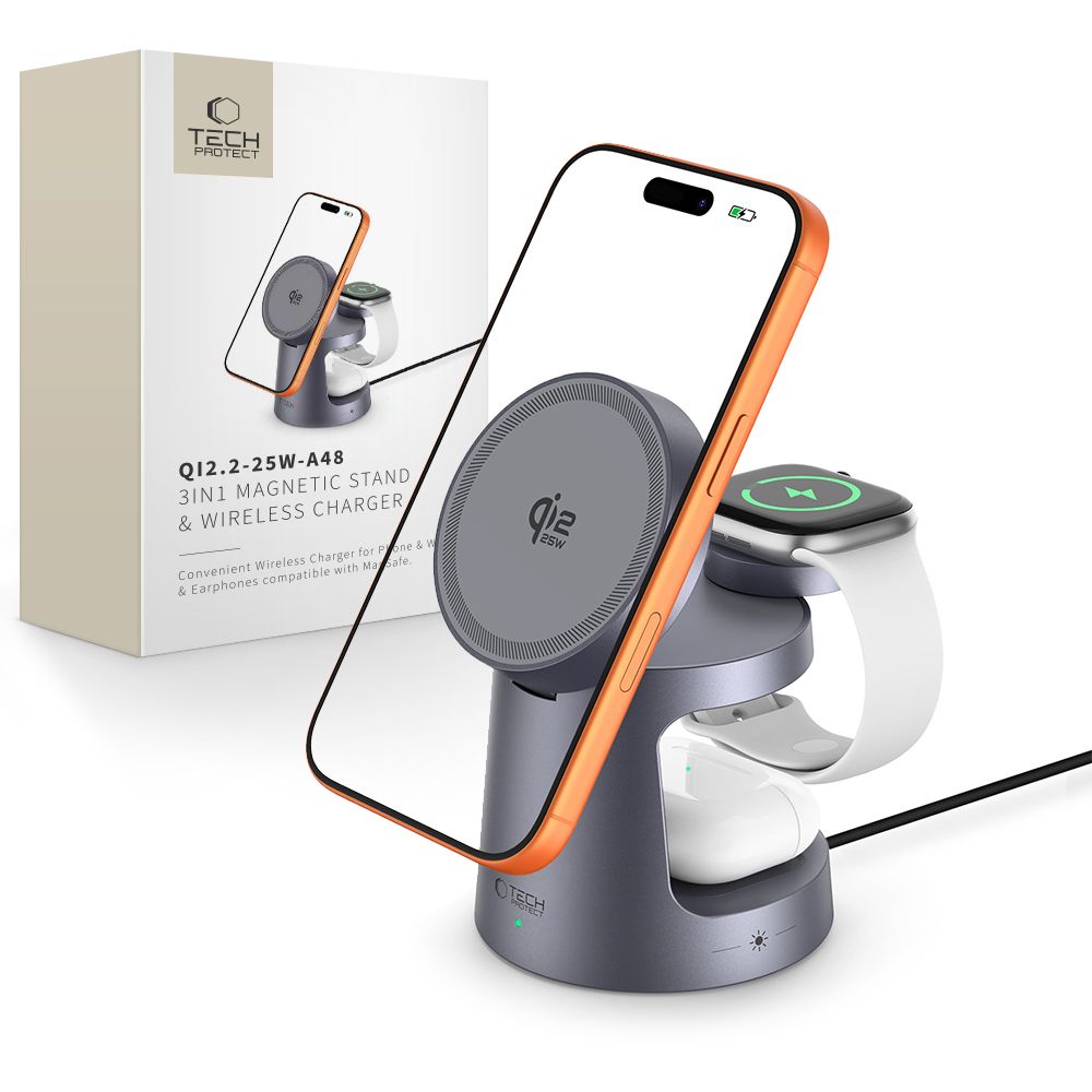 Tech-Protect QI2.2-25W-A48 3in1 Magnetic Wireless Charger - Navy Blue_0