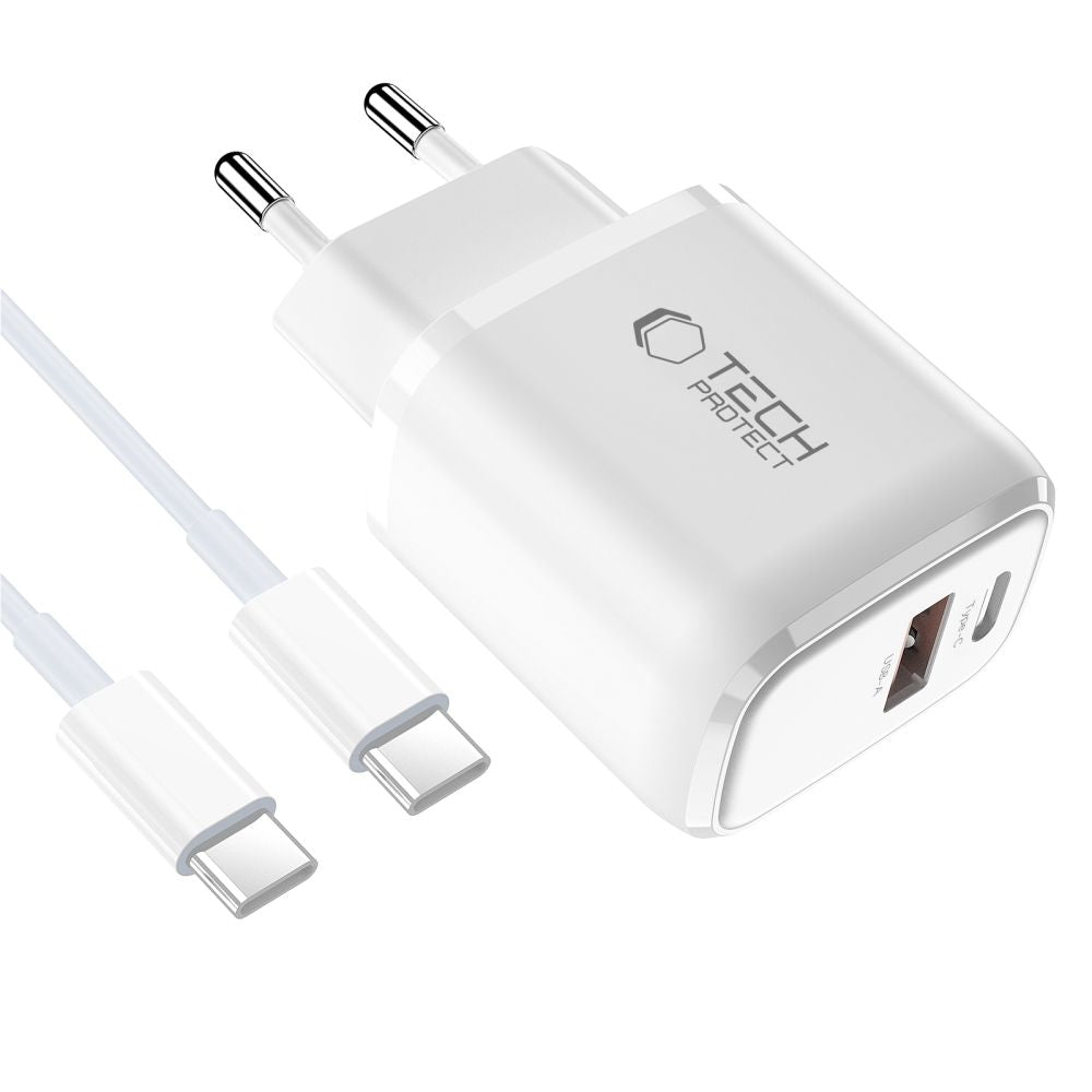 Tech-Protect NCA45W-GAN 2-Port 45W Wall Charger with USB-C Cable - White_2