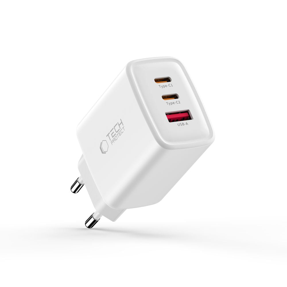 Tech-Protect NCA65W-GAN 3-Port 65W Wall Charger - White_1