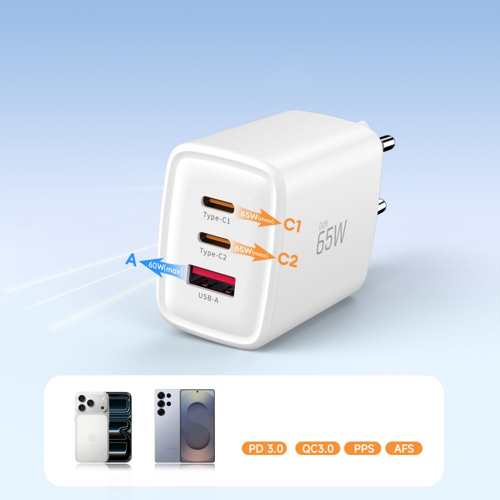 Tech-Protect NCA65W-GAN 3-Port 65W Wall Charger - White_6