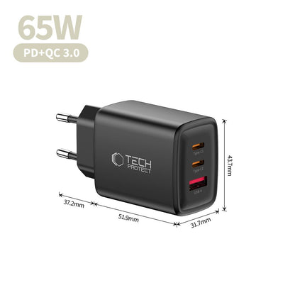Tech-Protect NCA65W-GAN 3-Port 65W Wall Charger - Black_5