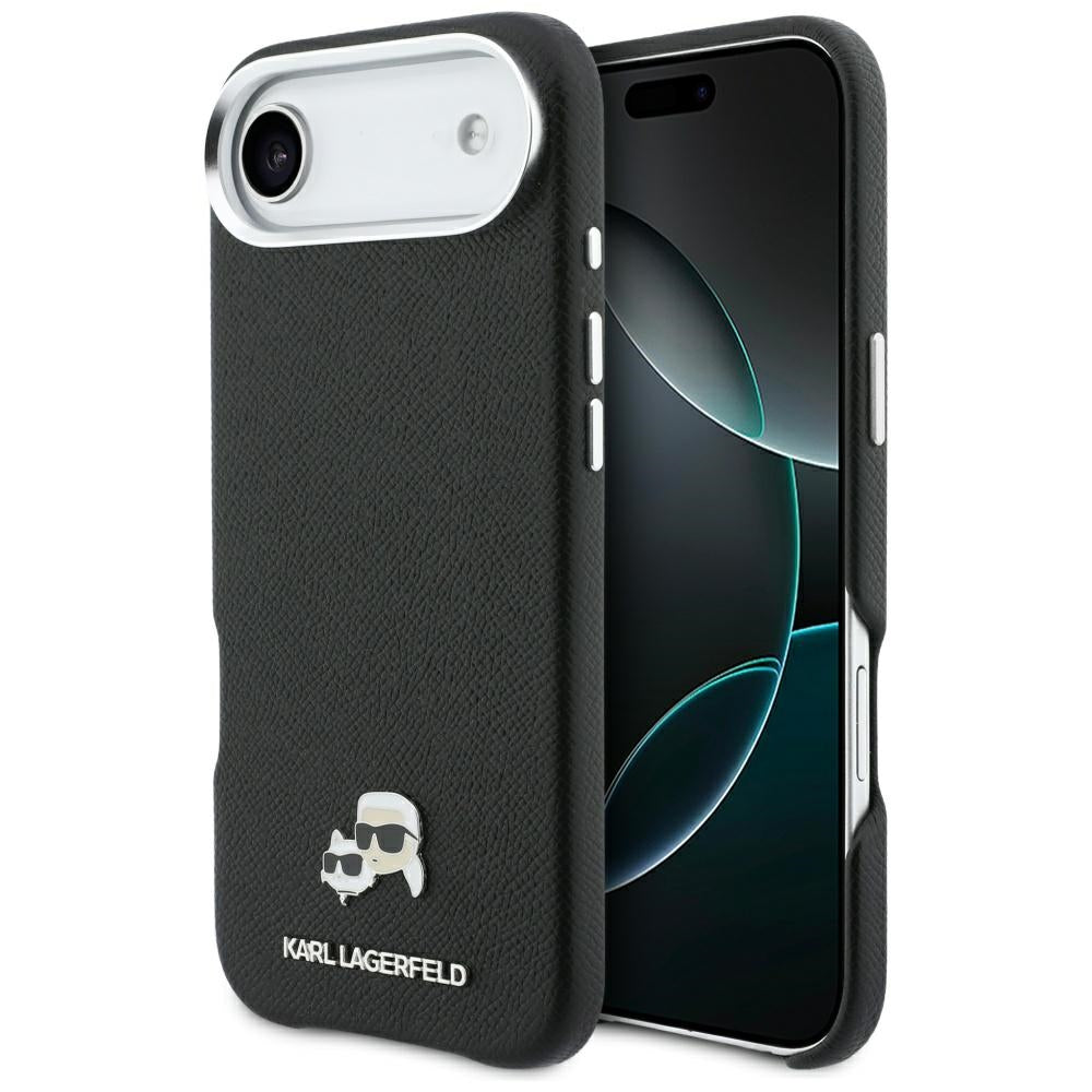 Karl Lagerfeld Karl &amp; Choupette Head Pins Saffiano MagSafe Case for iPhone Air - Black_0