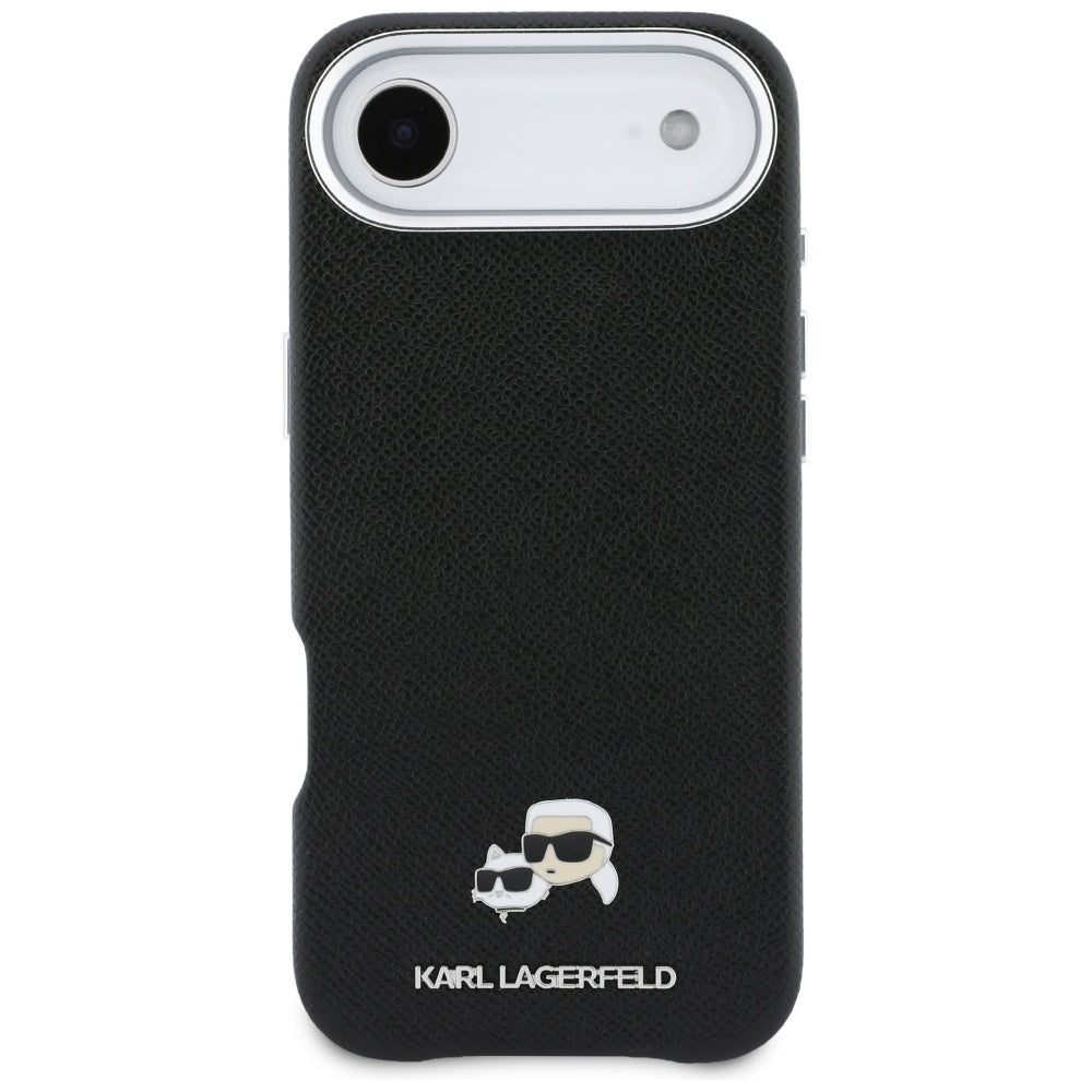 Karl Lagerfeld Karl &amp; Choupette Head Pins Saffiano MagSafe Case for iPhone Air - Black_2