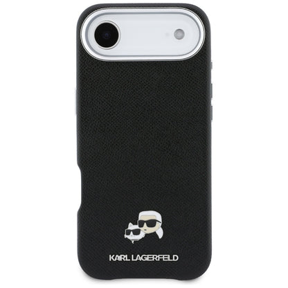 Karl Lagerfeld Karl &amp; Choupette Head Pins Saffiano MagSafe Case for iPhone Air - Black_2
