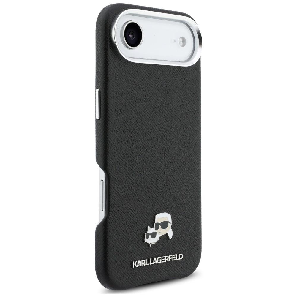 Karl Lagerfeld Karl &amp; Choupette Head Pins Saffiano MagSafe Case for iPhone Air - Black_3