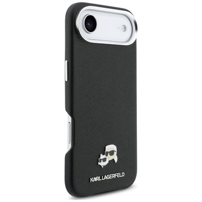 Karl Lagerfeld Karl &amp; Choupette Head Pins Saffiano MagSafe Case for iPhone Air - Black_3