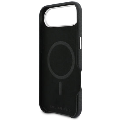 Karl Lagerfeld Karl &amp; Choupette Head Pins Saffiano MagSafe Case for iPhone Air - Black_6