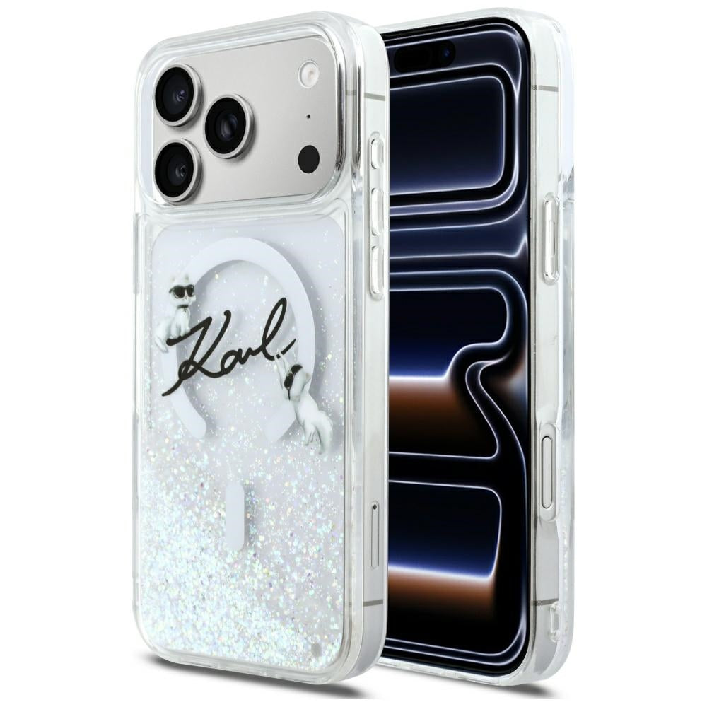 Karl Lagerfeld Liquid Glitter Karl Script Logo MagSafe Case for iPhone 17 Pro Max - Clear_0